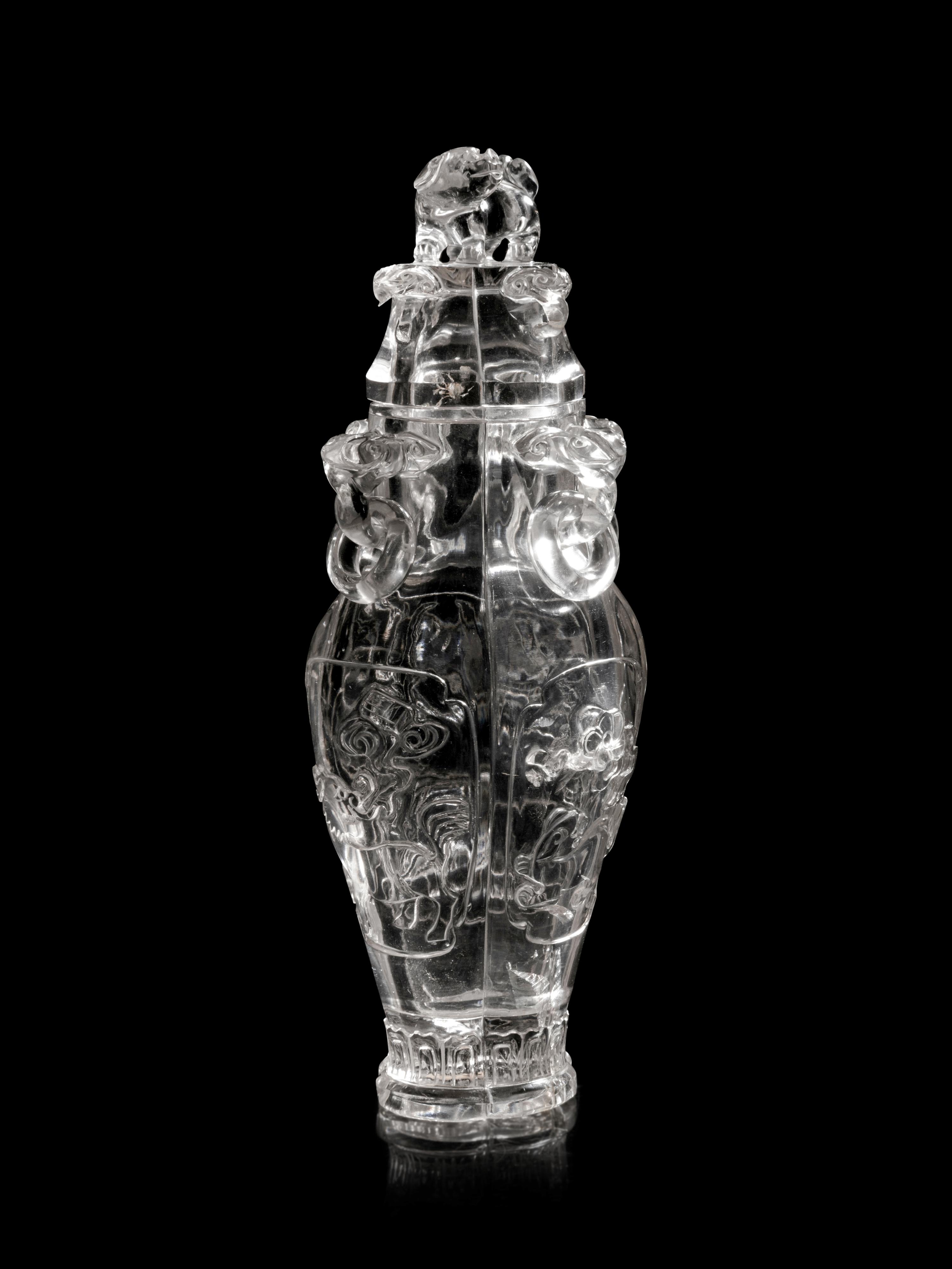 A Carved Rock Crystal Vase and Cover