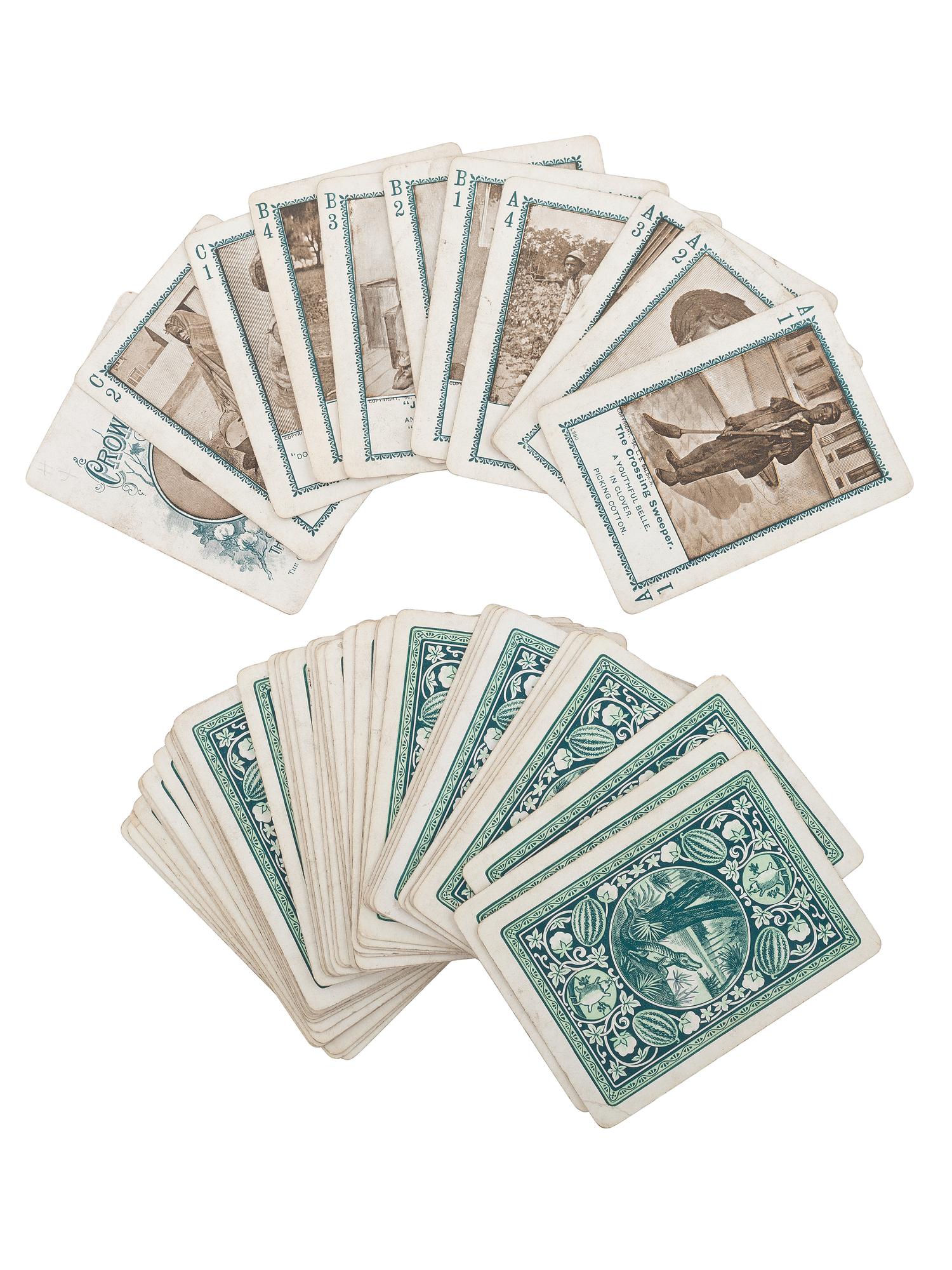 [AFRICAN AMERICANA - JIM CROW]. " In Dixie-Land " playing cards. Cincinnati, OH: Fireside Game Co., Cincinnati Game Co., 1897.