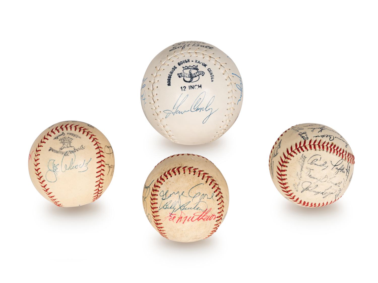 A Group of Signed Autograph Baseballs and One Signed Autograph Softball,