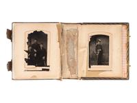 [EARLY PHOTOGRAPHY]. Four albums containing CDVs, tintypes, and cabinet cards of varying subjects.