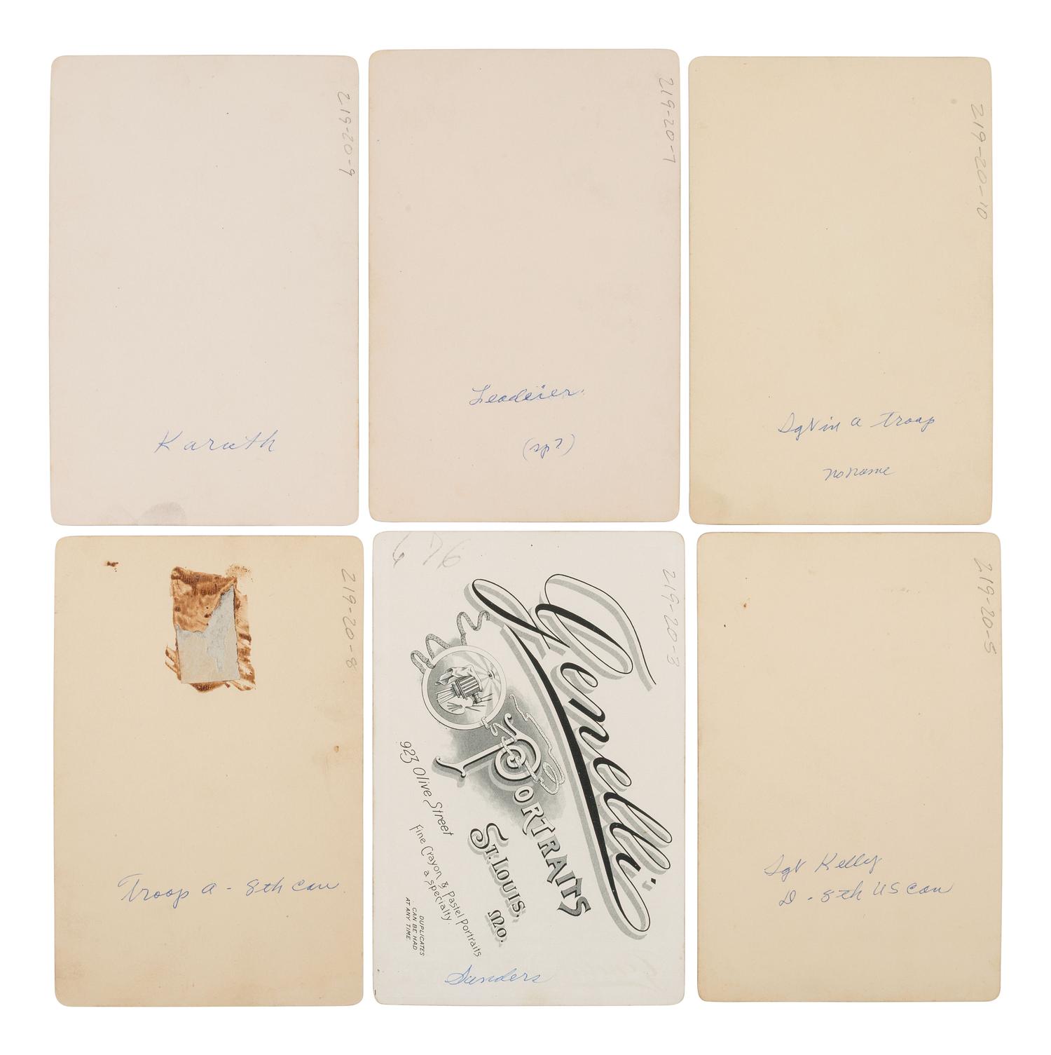 [INDIAN WARS]. A group of 21 cabinet cards of soldiers serving in the Dakotas, collected by Sergeant W.J. McDermott, 8th US Cavalry.