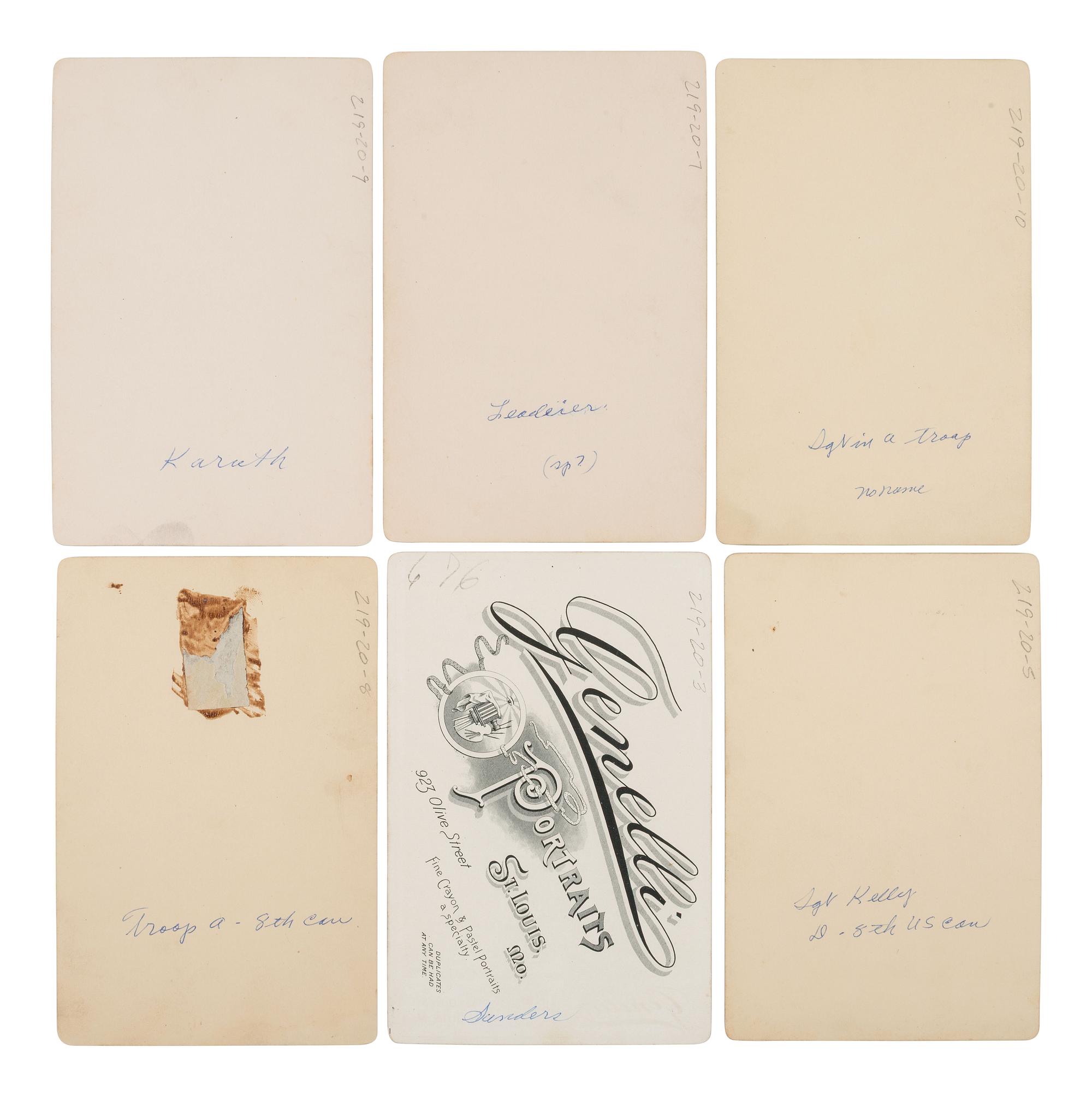 [INDIAN WARS]. A group of 21 cabinet cards of soldiers serving in the Dakotas, collected by Sergeant W.J. McDermott, 8th US Cavalry.