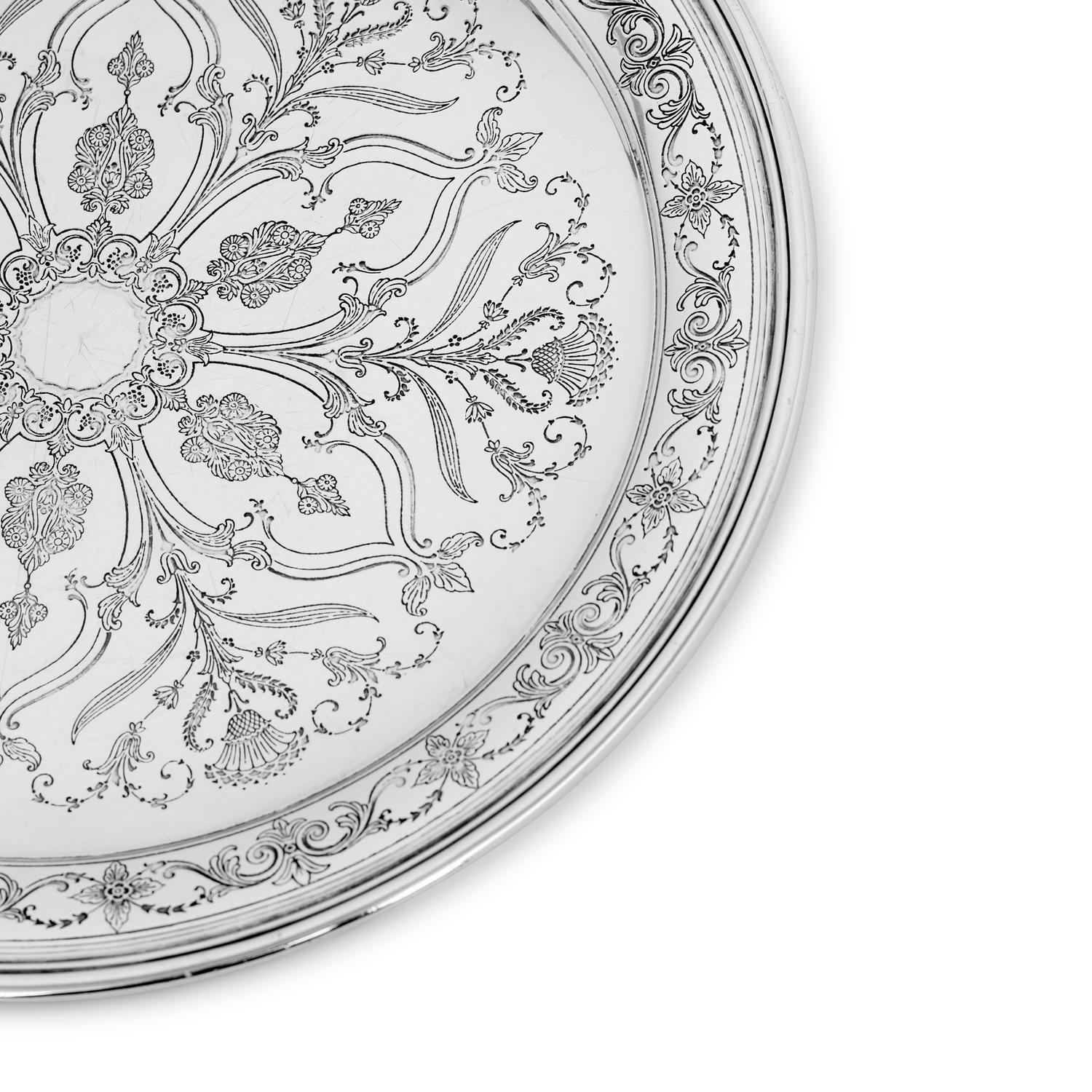 A Tiffany and Co. Engraved Silver Dish