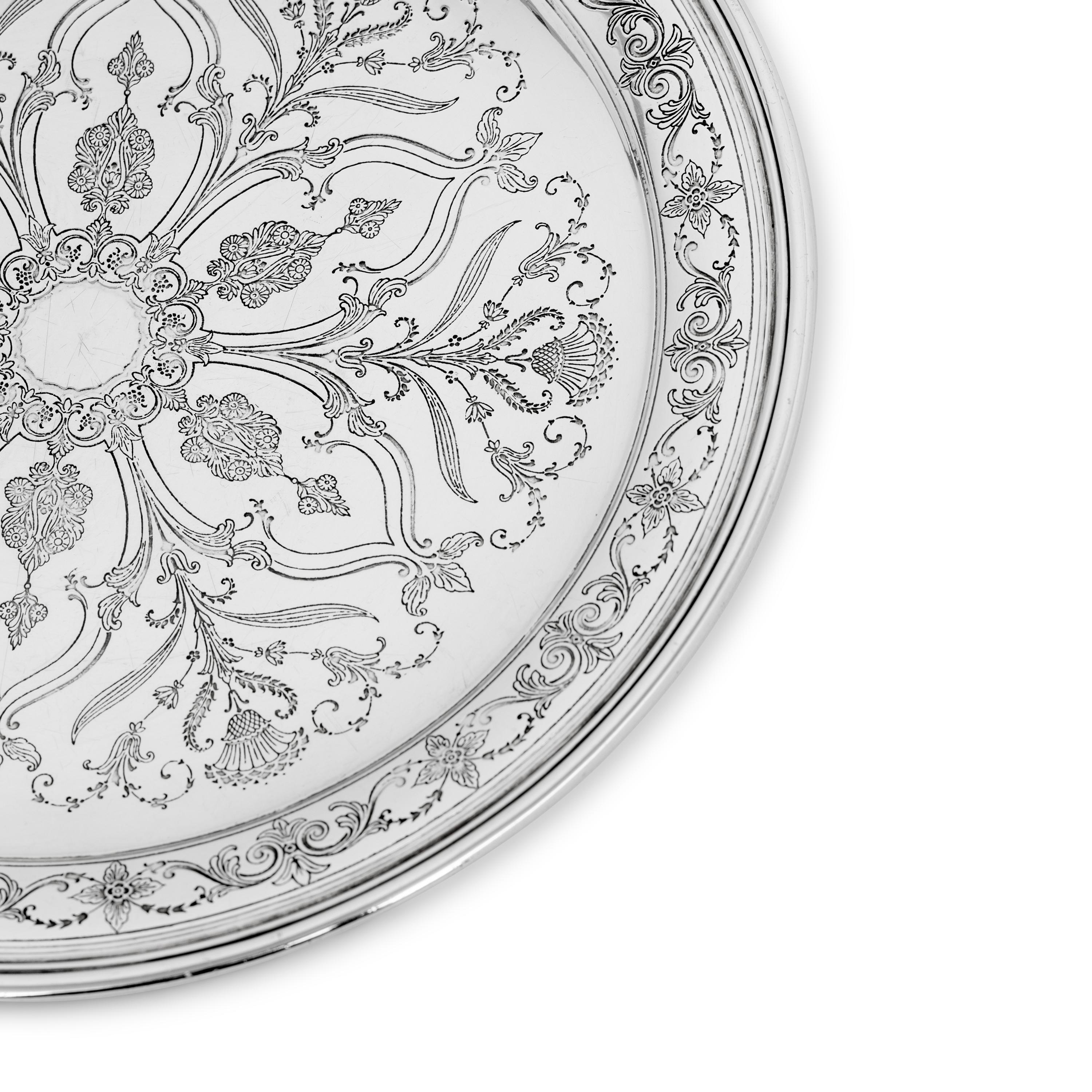 A Tiffany and Co. Engraved Silver Dish