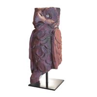 A Terra Cotta Building Ornament in the Form of an Owl 6" W x 6" D x 16.5" H — United States, Circa 1920