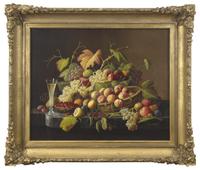 Still Life with Fruit and Champagne on a Marble Ledge , c. 1860