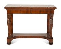 A Regency Style Mahogany Marble-Top Console Table — 20th Century