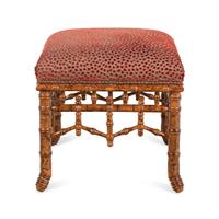 An English Faux Bamboo Carved Foot Stool