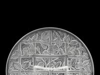 Twenty-Four Molded and Frosted Trellis Pattern Dessert Plates