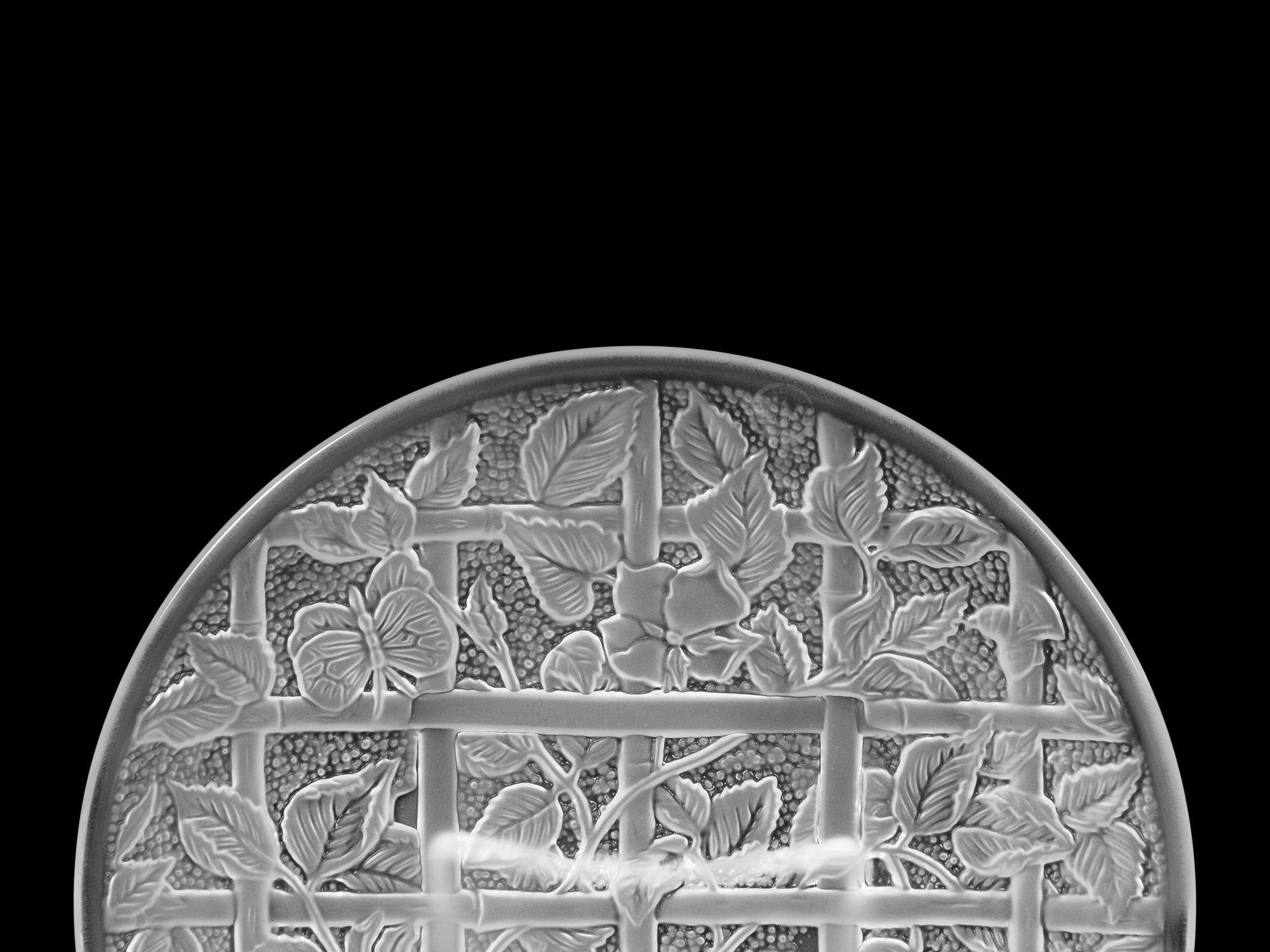Twenty-Four Molded and Frosted Trellis Pattern Dessert Plates