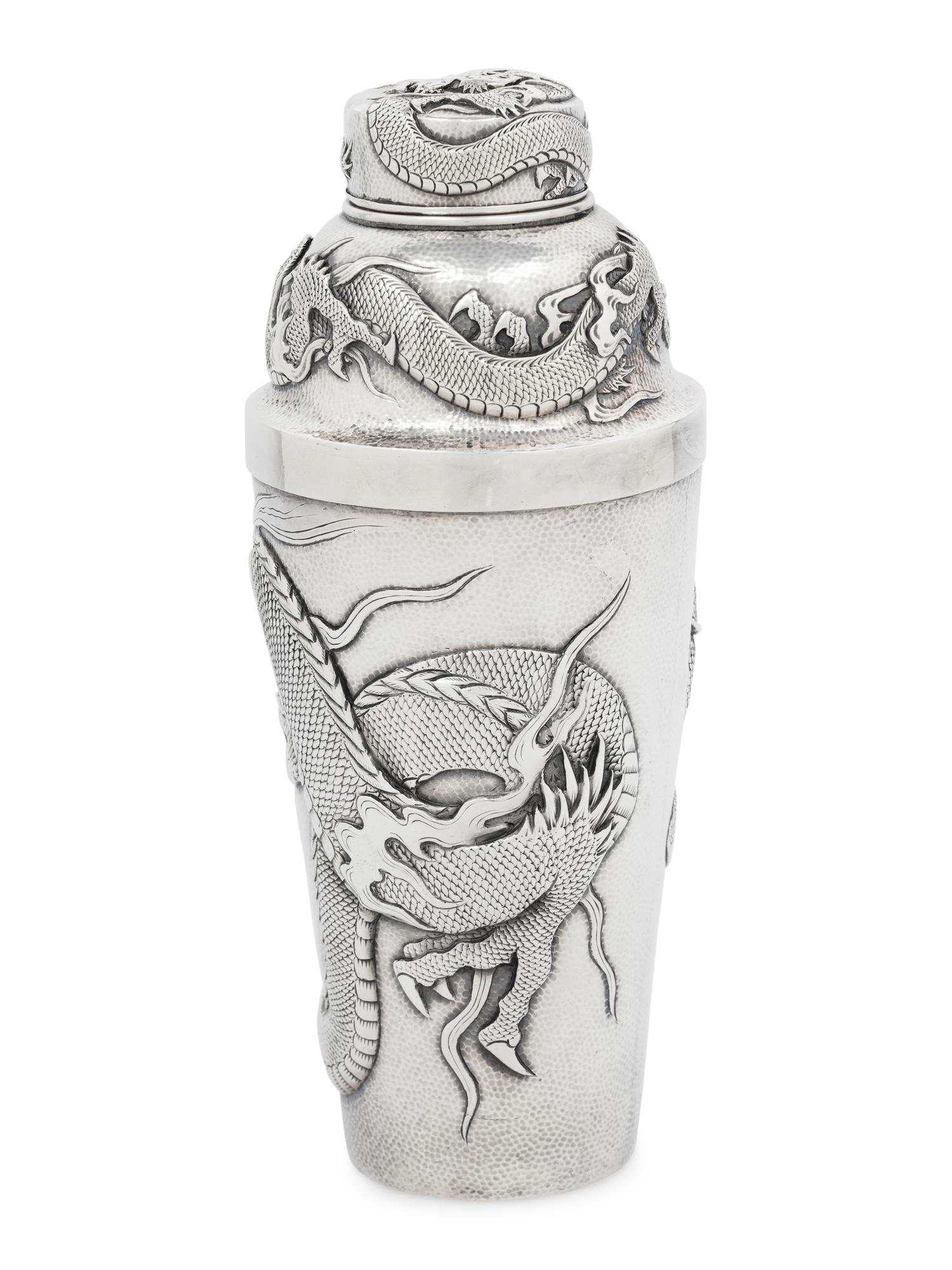 A Japanese Silver 'Dragon' Cocktail Shaker