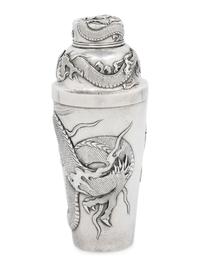 A Japanese Silver 'Dragon' Cocktail Shaker