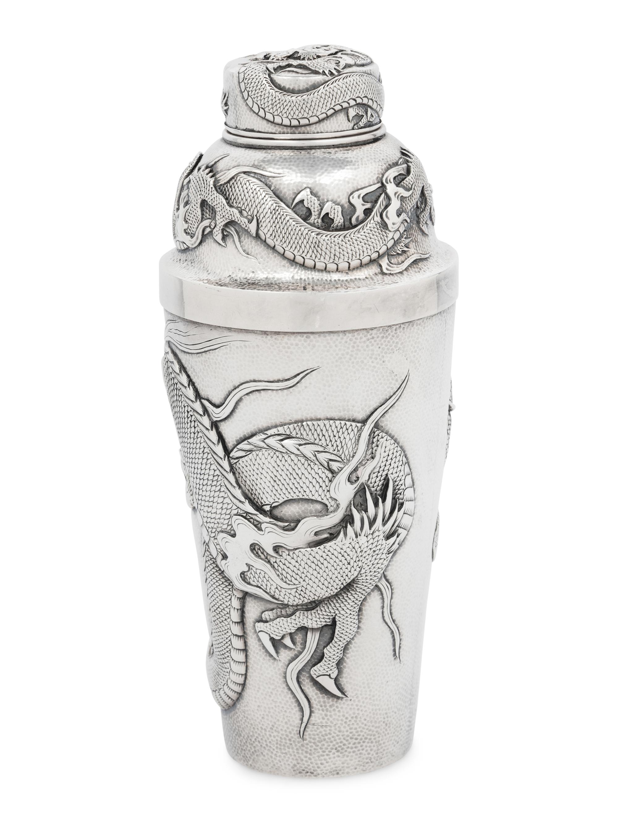 A Japanese Silver 'Dragon' Cocktail Shaker