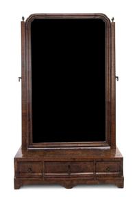 A Queen Anne Walnut Dressing Mirror, Height 26 x width 16 inches.
