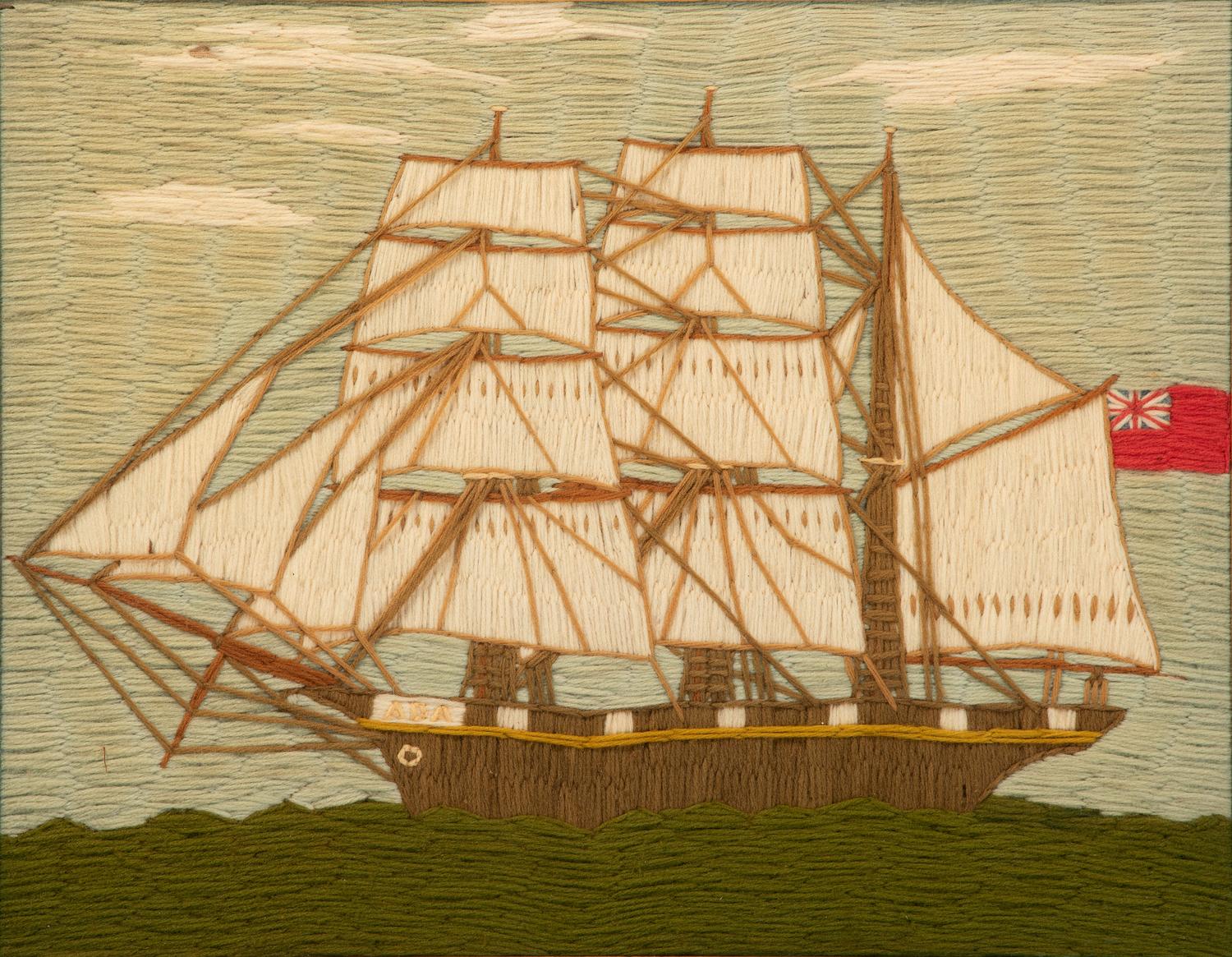 An English Woolwork Picture of the Clipper Ship Ada
