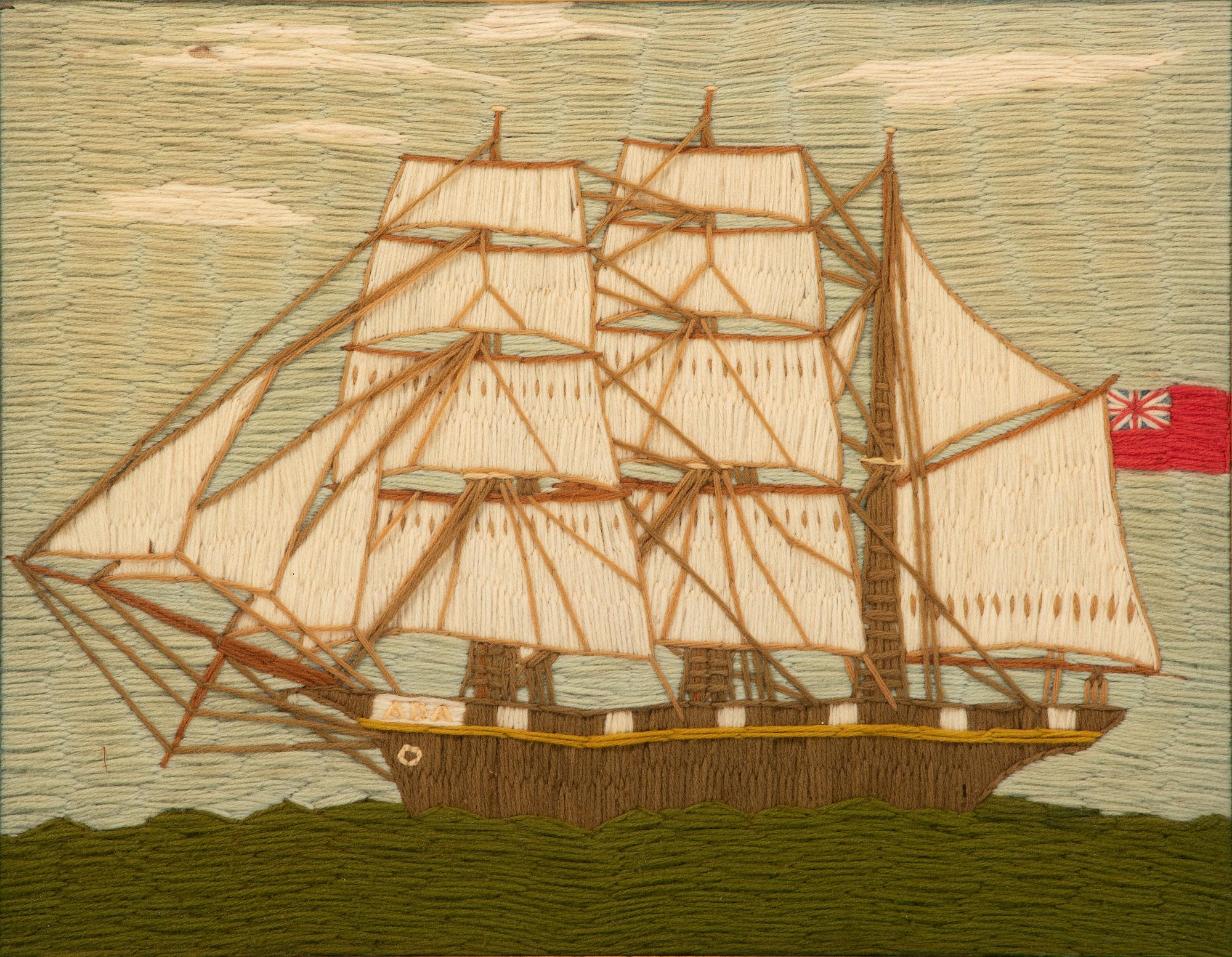 An English Woolwork Picture of the Clipper Ship Ada