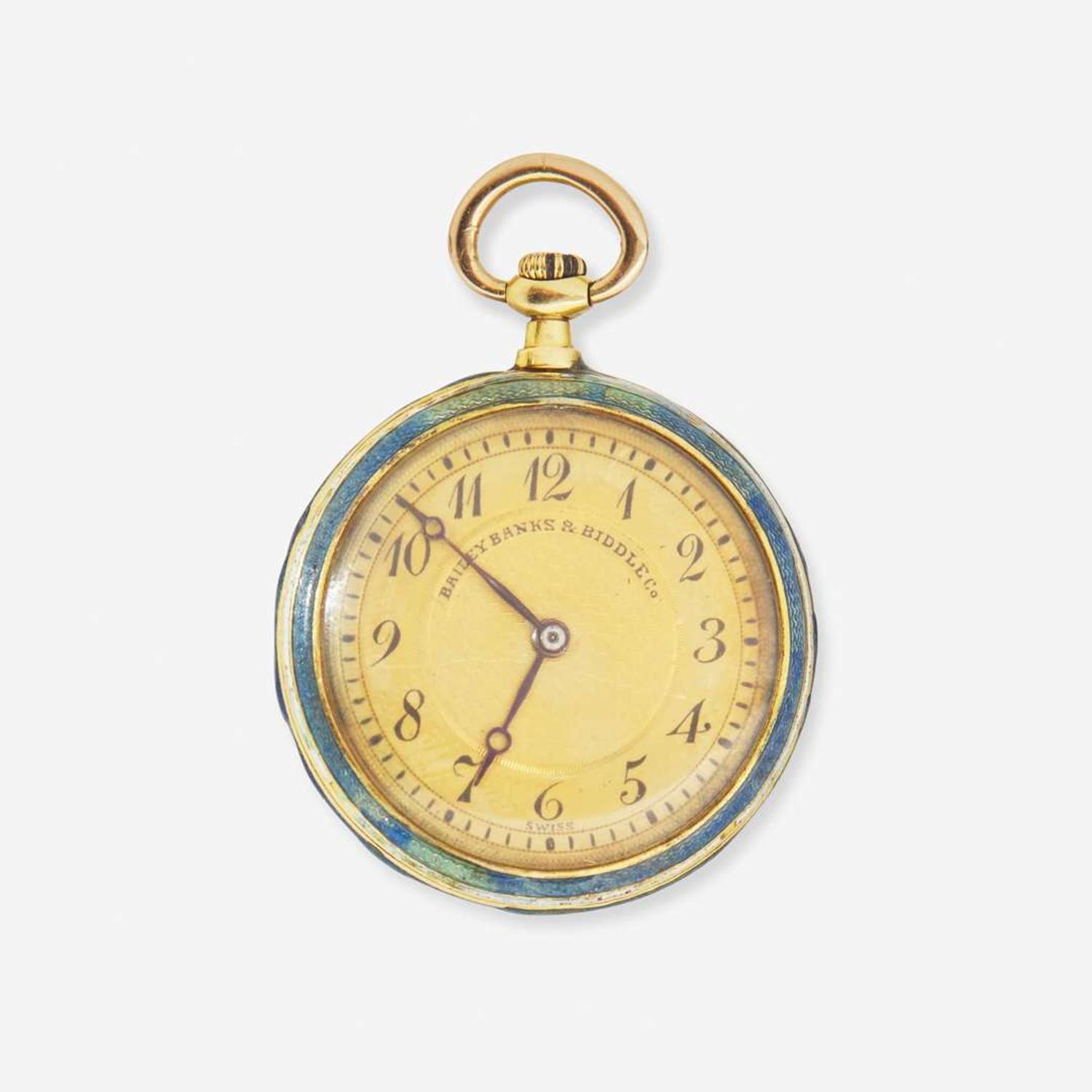 An 18K Ladies Bailey Banks & Biddle Enameled Pocket Watch c.1910