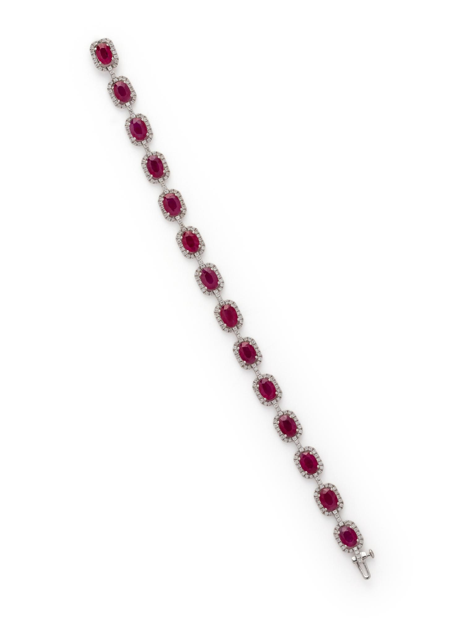 SYNTHETIC RUBY AND DIAMOND BRACELET