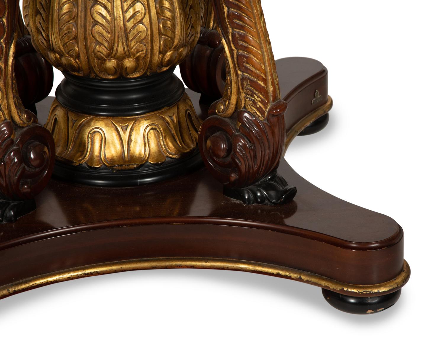 An Empire Style Inlaid Beechwood and Parcel Gilt Center Table by Hurtado