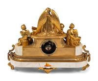 A French Gilt Bronze and Marble Mantel Clock