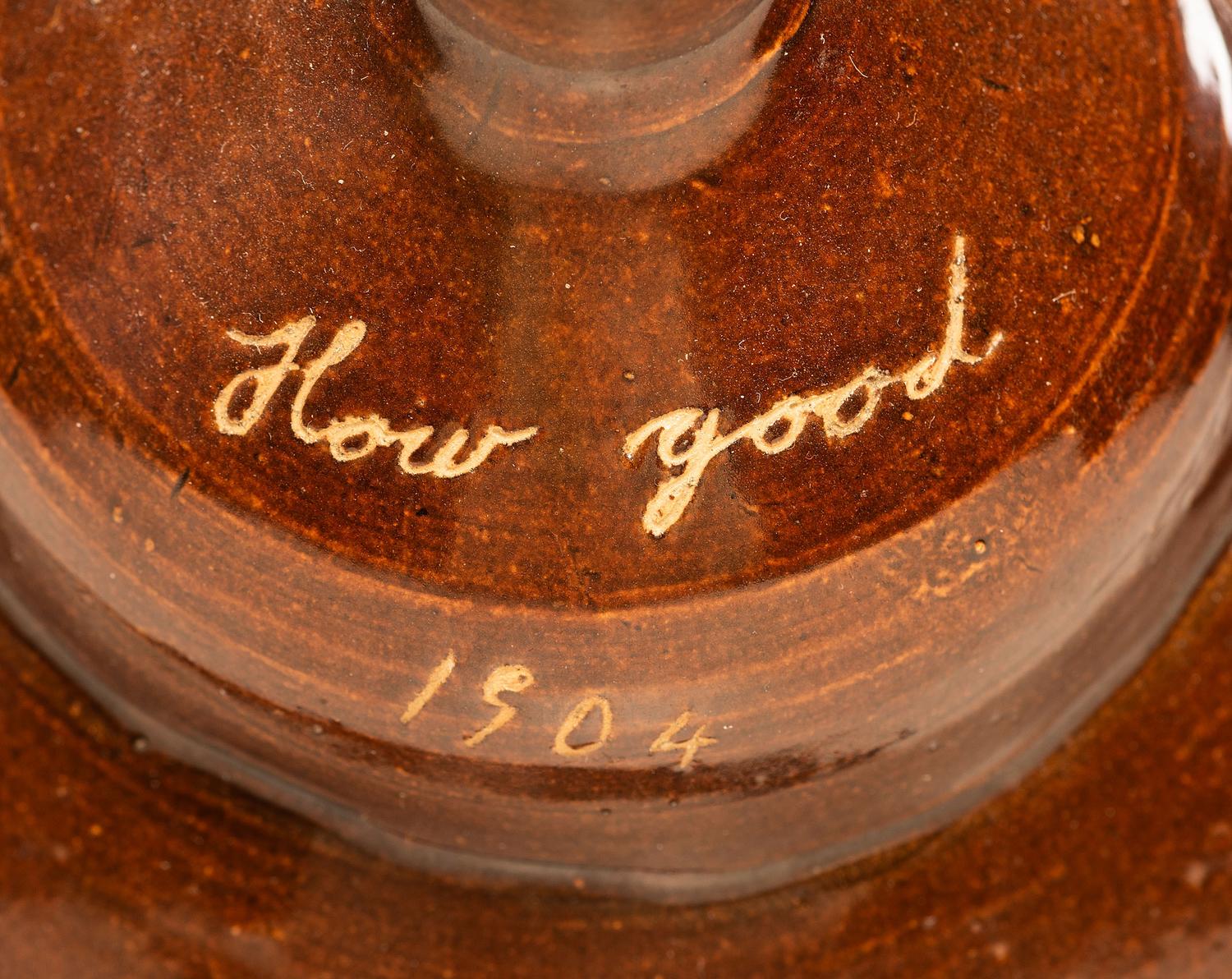 A Rare W.E. Kreiner Signed Harvest Jug with Lizard Handle