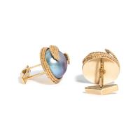 YELLOW GOLD AND CULTURED MABE PEARL CUFFLINKS