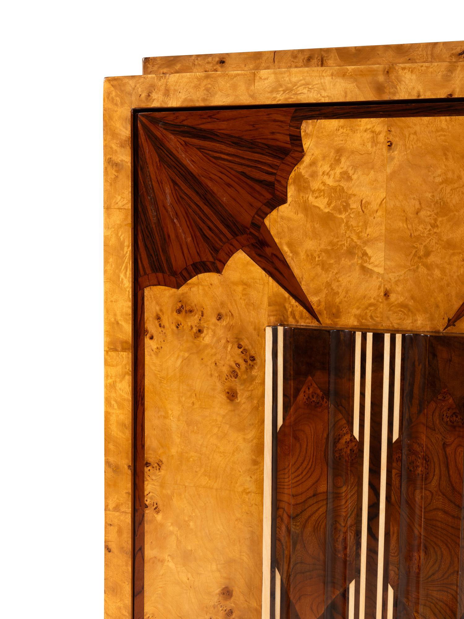 An Art Deco Style Various Woods Inlaid Bar Cabinet