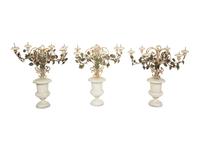 A Set of Three T ô le Peinte Six-Light Candelabra