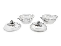 A Pair of Puiforcat Silver-Plate Covered Tureens