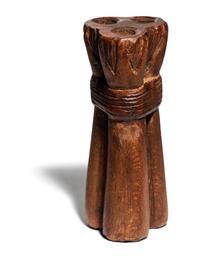 An Egyptian Wood Triple Tube Kohl Vessel