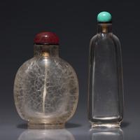 Two Chinese Rock Crystal Snuff Bottles, Qianlong Period to Circa 1860 — 水晶素面鼻煙壺兩支