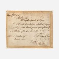 [Americana] Franklin, Benjamin Manuscript Document, signed