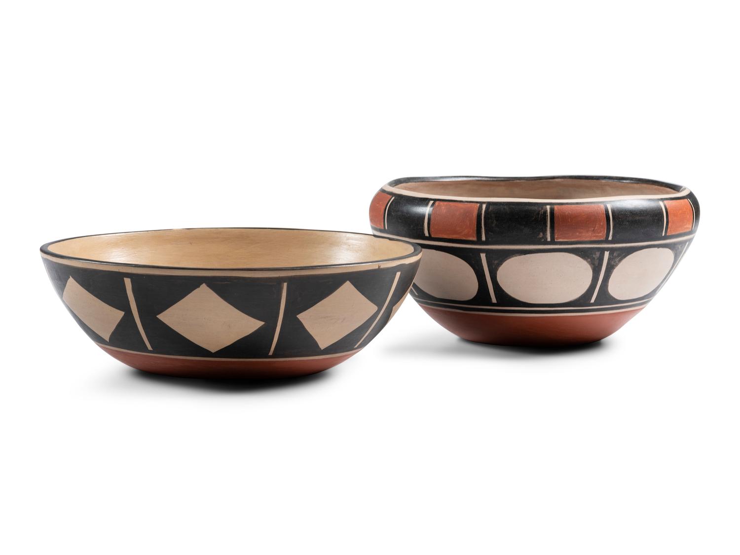 Polychrome Pottery Bowls, with Animals