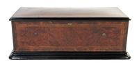 A Swiss Birdseye Maple, Rosewood and Ebonized Interchangeable Cylinder Music Box, G. Baker-Troll & Co., Width of case overall 36 1/2 in