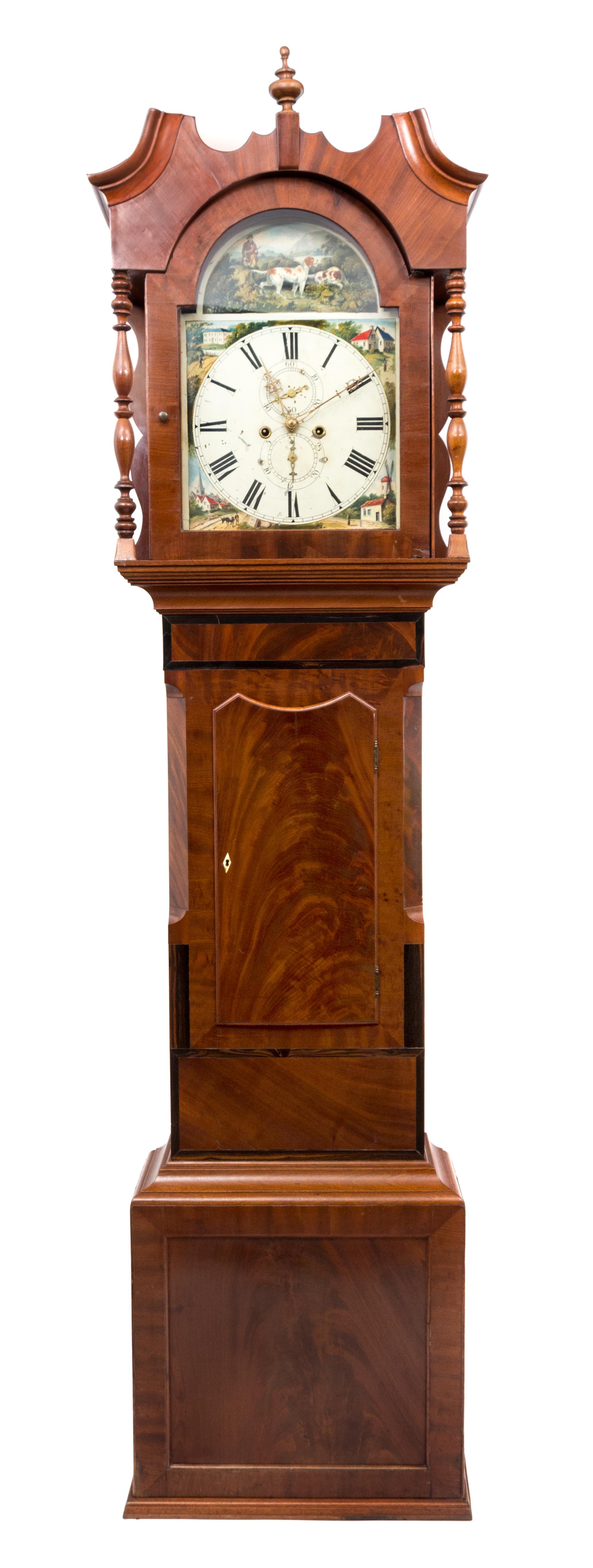 An Early Victorian Mahogany Longcase Clock Height 93 inches.