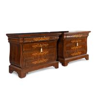 A Pair of Charles X Mahogany and Marquetry Commodes