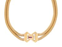 RETRO, YELLOW GOLD AND RUBY NECKLACE