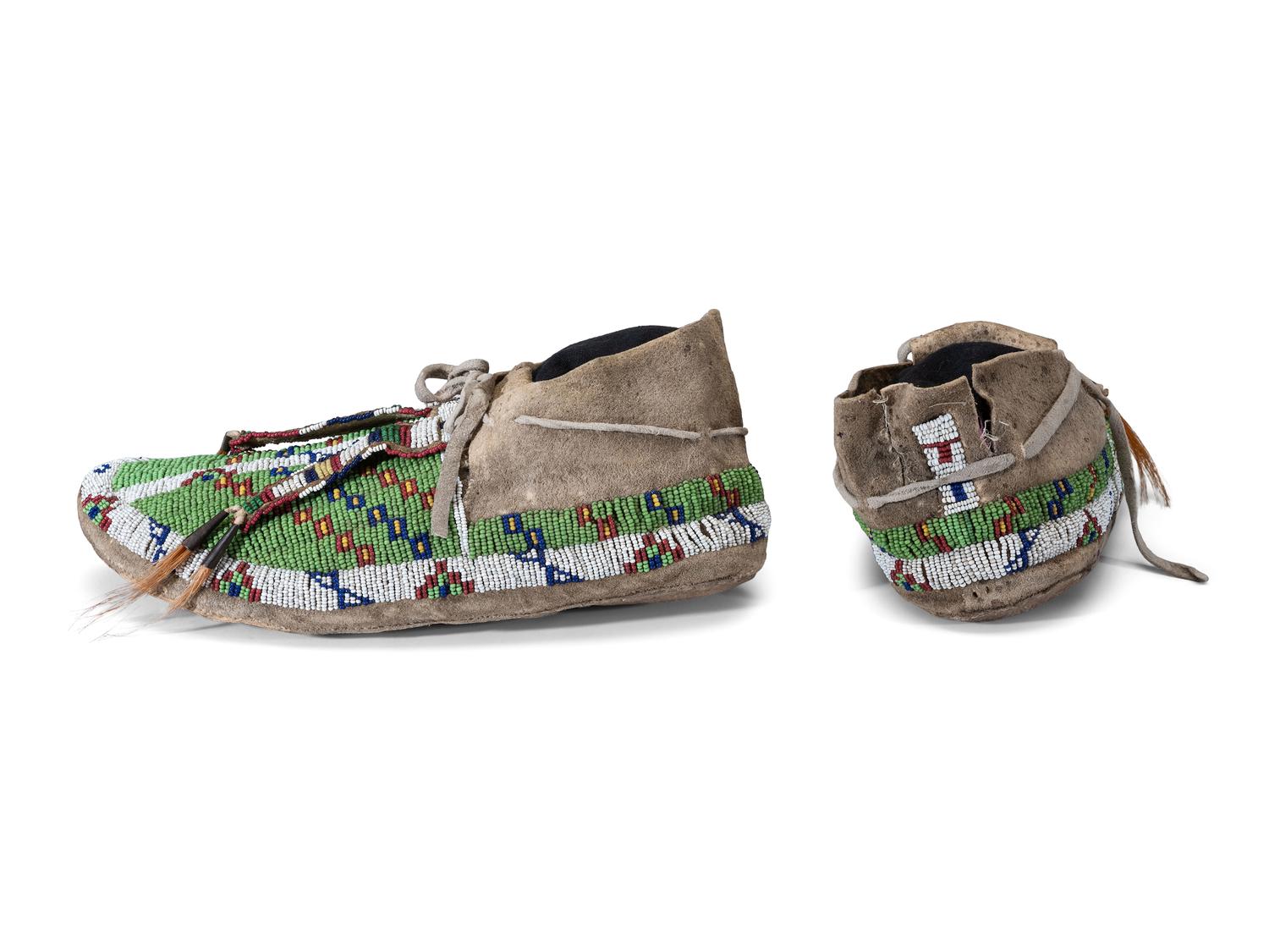 Sioux Beaded Buffalo Hide Moccasins