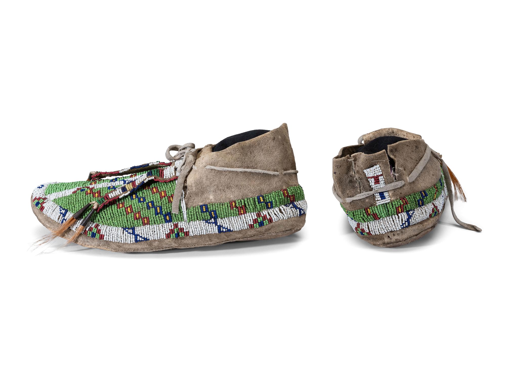 Sioux Beaded Buffalo Hide Moccasins