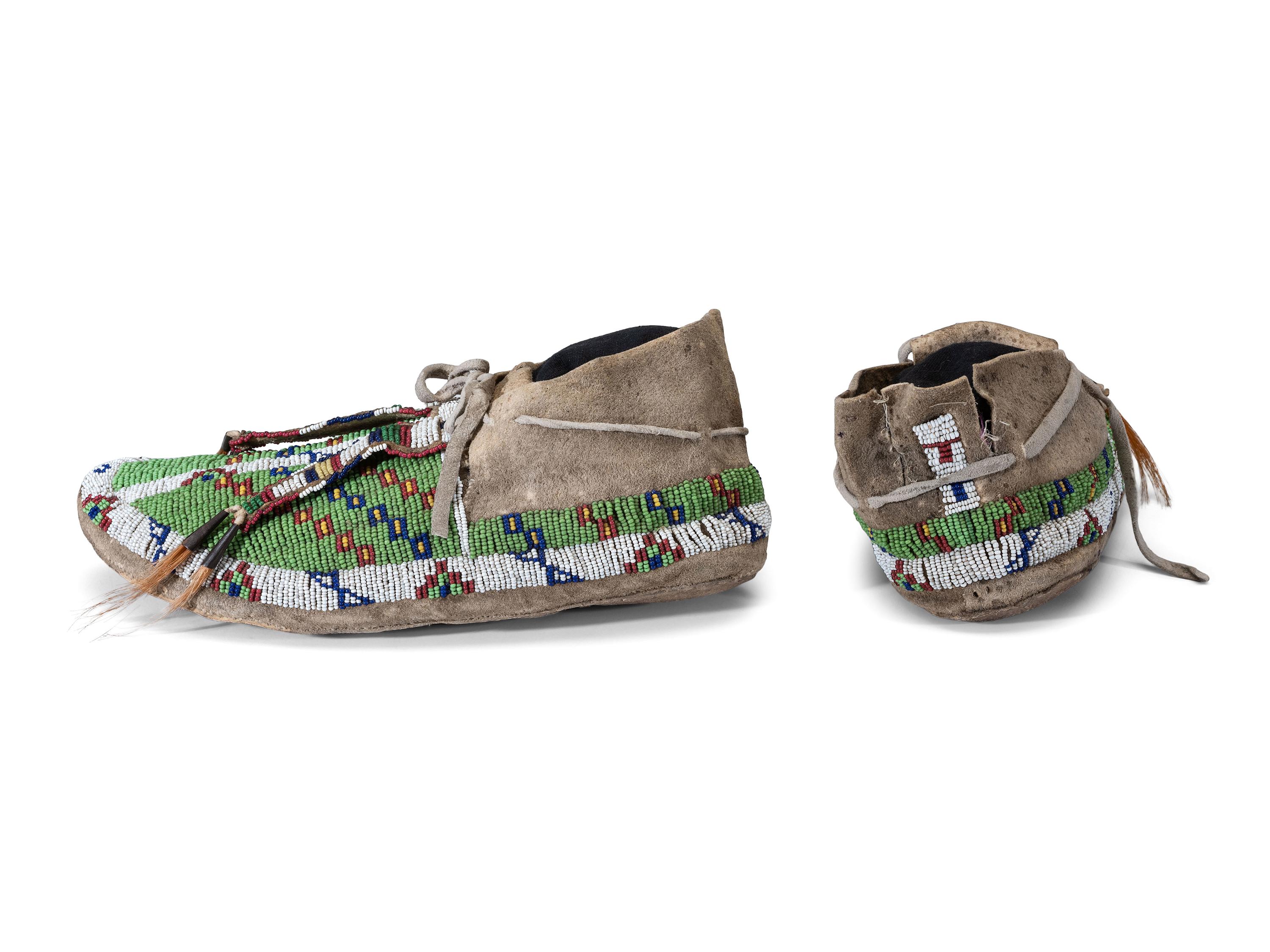 Sioux Beaded Buffalo Hide Moccasins