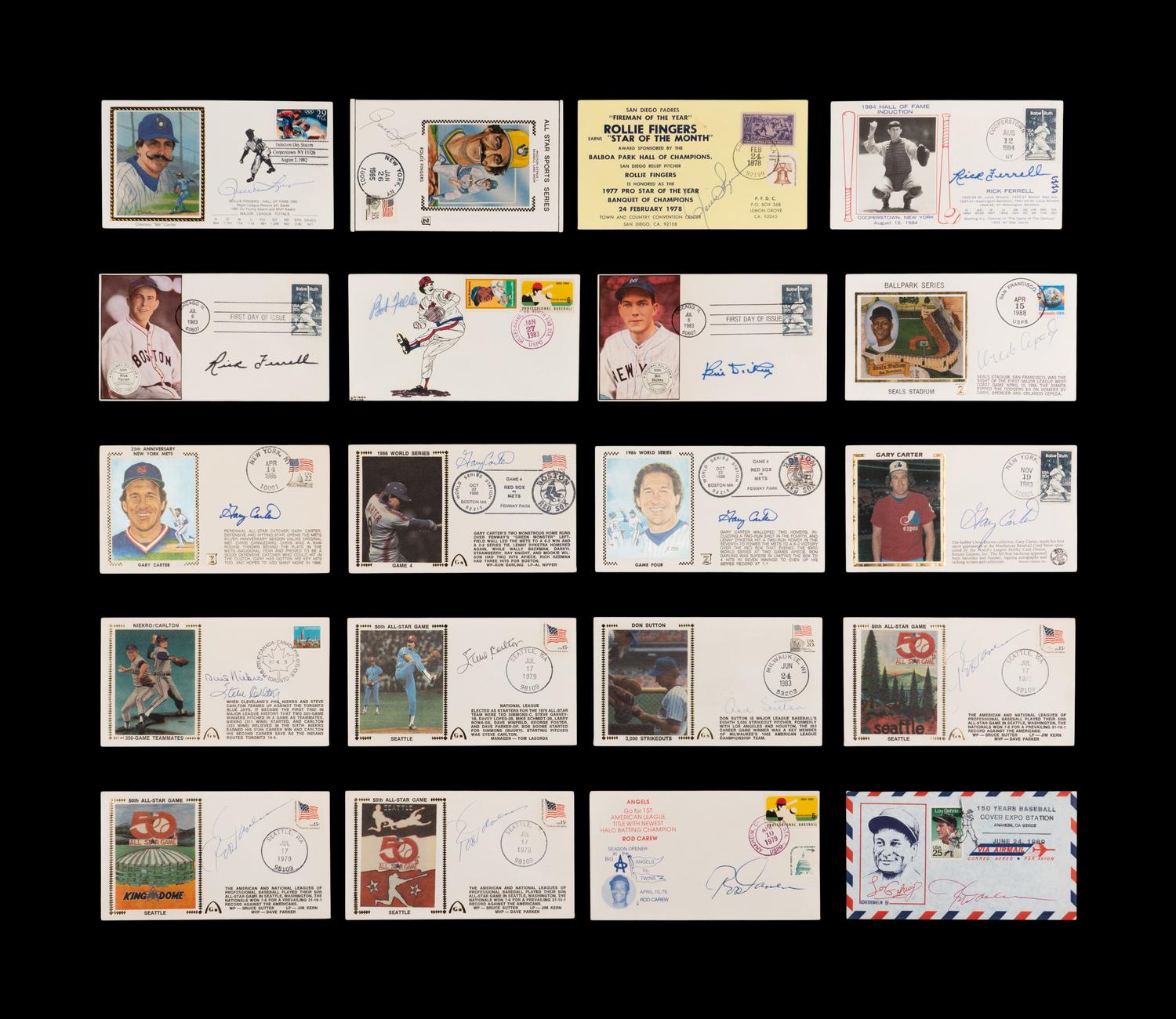 A Large Collection of Baseball Hall of Fame Signed Autograph Cachets (71)