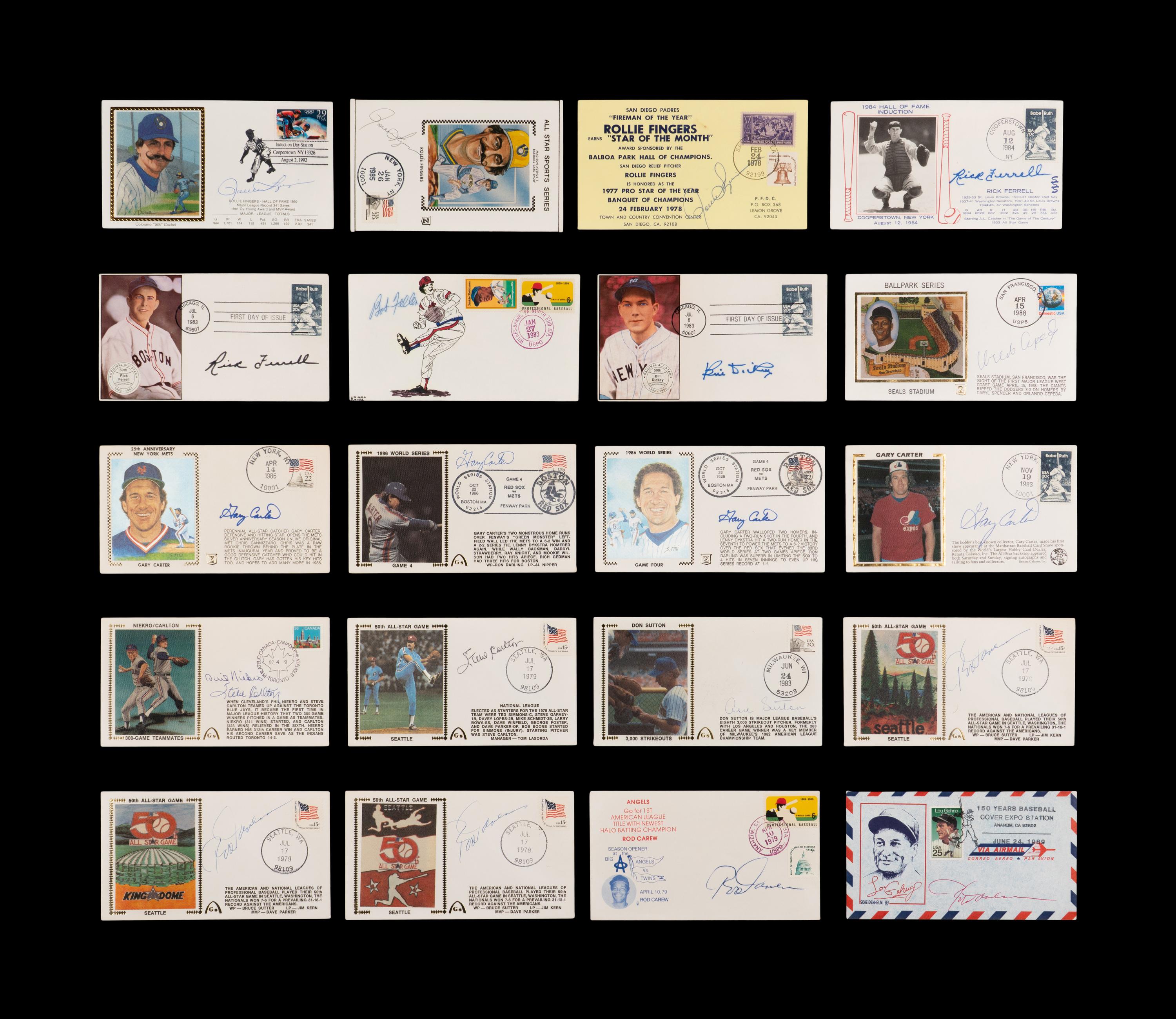 A Large Collection of Baseball Hall of Fame Signed Autograph Cachets (71)