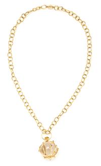 An 18 Karat Yellow Gold, Glass and Multigem Pendant Necklace, Temple St. Clair, 63.90 dwts.