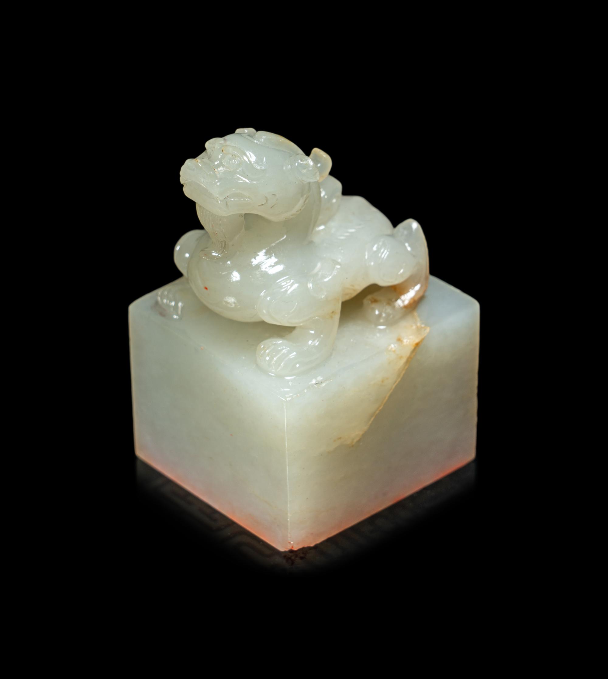 A Chinese Carved White Jade Seal