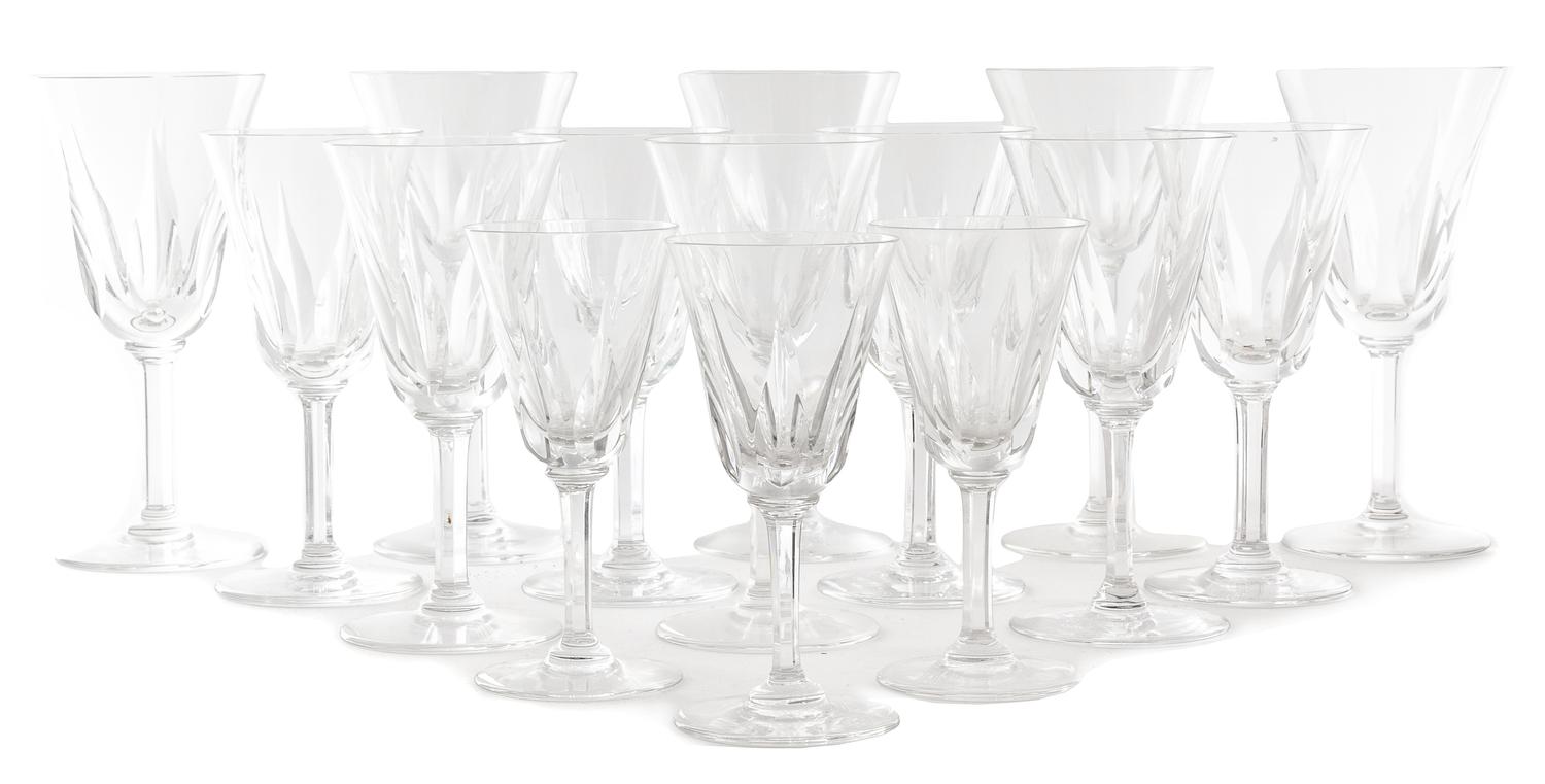 A St. Louis Cerdagne Stemware Service Height of tallest 7 inches.