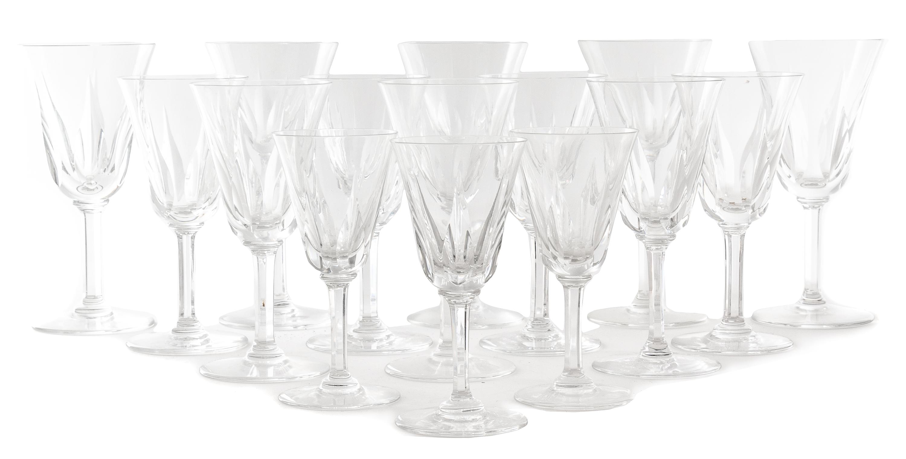 A St. Louis Cerdagne Stemware Service Height of tallest 7 inches.