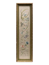 Eight Chinese Embroidered Silk Panels