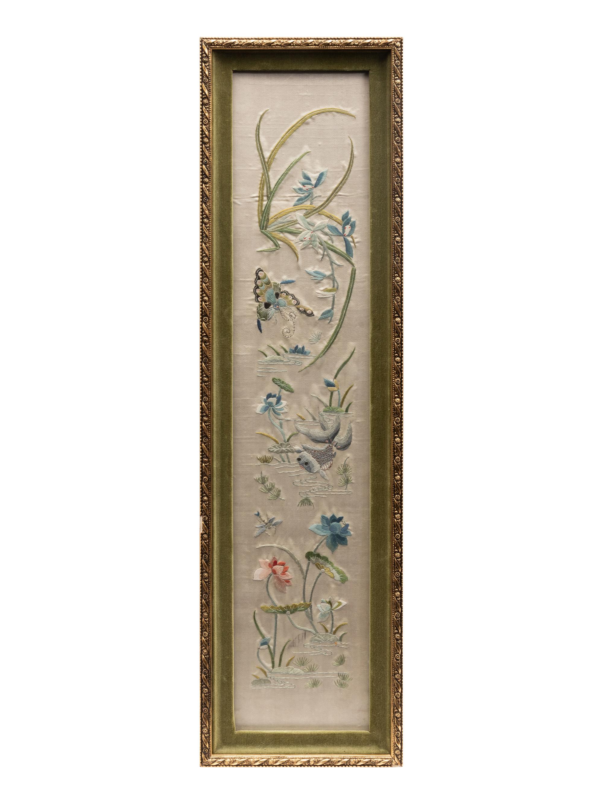 Eight Chinese Embroidered Silk Panels