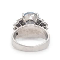 Star Sapphire, Diamond, and White Gold Ring