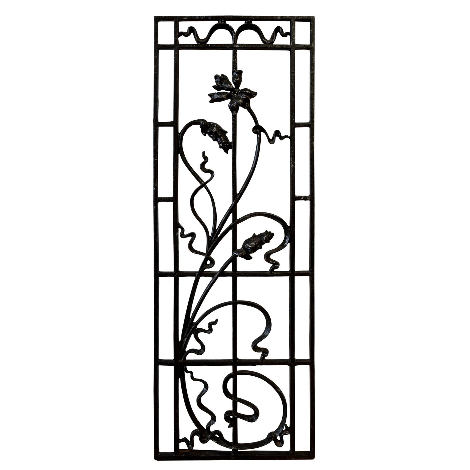 An Art Nouveau Iron Panel 13" W x .75" D x 37" H — France, Circa 1900